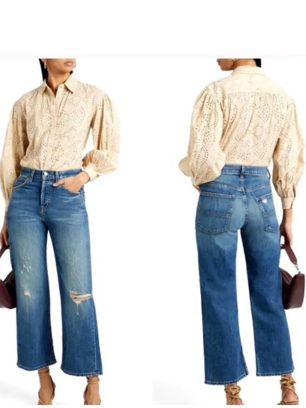 Nili Lotan Eyelet Button-Down Shirt (XS)